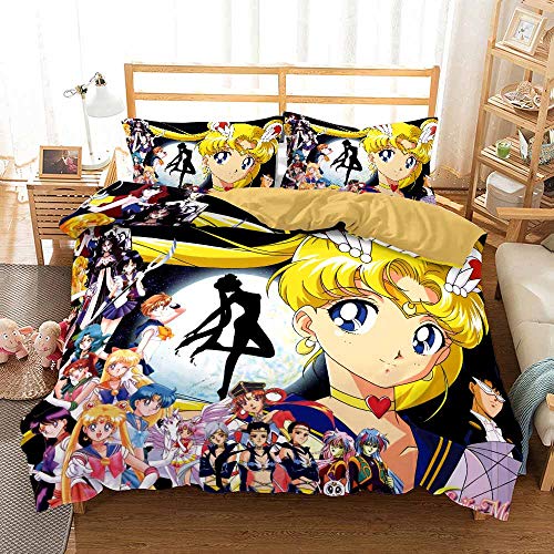 Juego De Funda N&oacute;rdica De F&aacute;cil Cuidado | Tama&ntilde;o De La Cama Doble | Ropa De Cama De Sailor Moon...