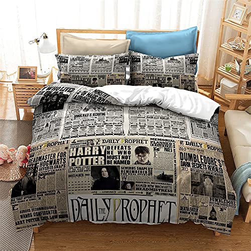 CHAOSE-ESB Lujoso Juego De Edredón De Harry Potter, School of Magic con 2 Fundas De Almohada,...