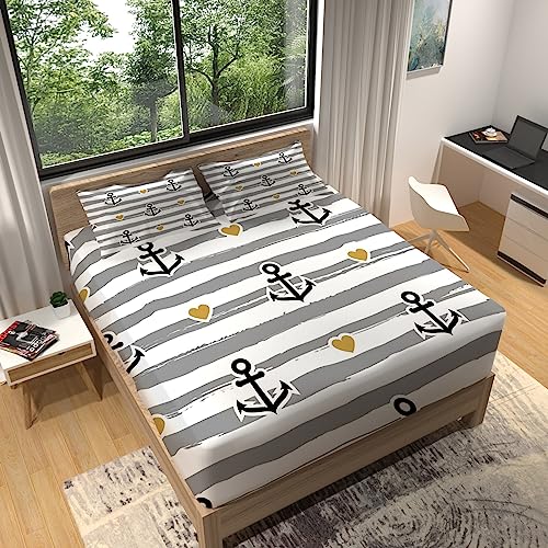 Sabanas Bajeras Ancla Sencilla Sabanas 135 x 190 Microfibra Sábana Ajustable Elástico en el Borde...