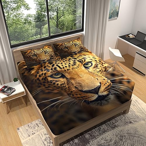 Sabana Bajera 135x190 Amarillo Sabanas Cama Tigre Juego de Sabanas Ajustable Suaves, Elastico Funda...