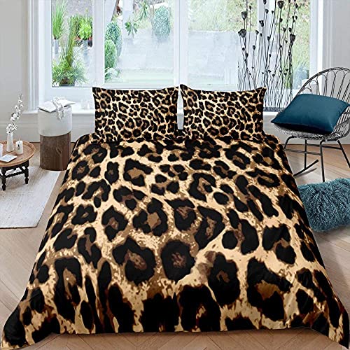 Meimall Juego De Ropa De Cama Negro Leopardo Creatividad Arte 180X220 Cm Infantil con Funda De...