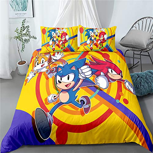 MeeTe Nordic Sonic The Hedgehog Funda Nórdica De Ropa De Cama 2 Fundas De Almohada 50 X 75 Cm, Ropa...