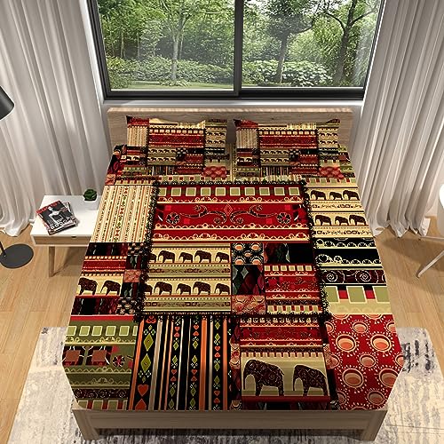 Sabanas Bajeras patr&oacute;n de Estilo Boho Sabanas 135 x 190 Microfibra S&aacute;bana Ajustable El&aacute;stico en...