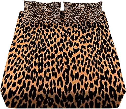 Sabanas 150 x 190 cm Estampado De Leopardo, 3D Impresión Sábana Bajera de Microfibre Suave y...