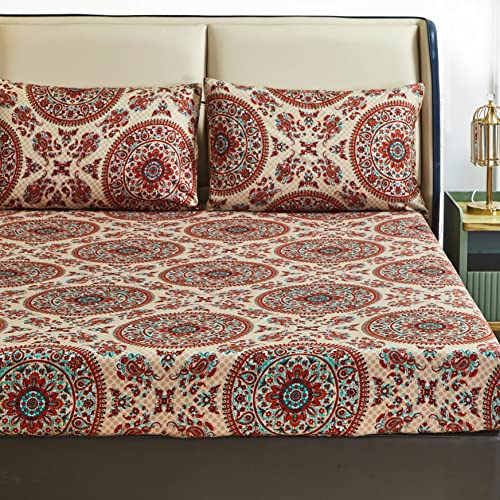 Tache Boho Chic Medallón Mandala Paisley Boteh Sábana bajera ajustable