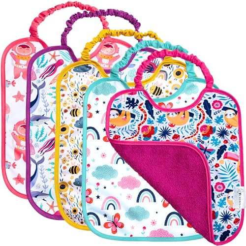 VENUSINO Baberos Bebe Impermeables - Fabricados En Espa&ntilde;a - Pack De 5 30cm X 25cm - Con Goma...