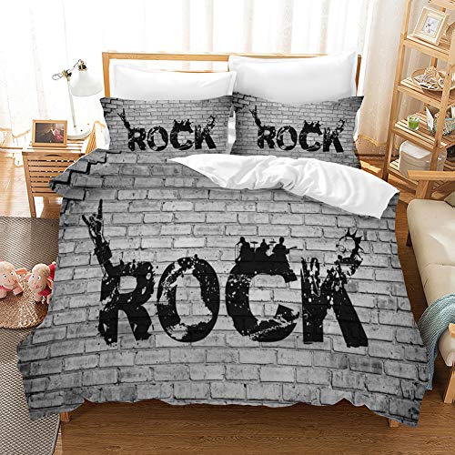 NYLIN Fundas N&oacute;rdicas Rock Juego De Ropa De Cama Banda Musica Guitarra Colcha 2/3/4PCS Fundas De...