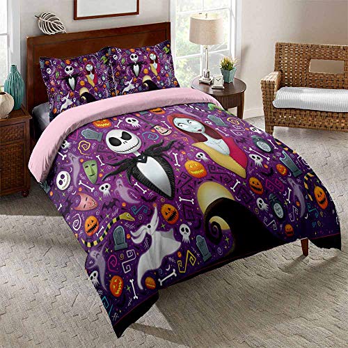 LISaINmAy Pesadilla Antes De Navidad Juego De Cama De 3 Piezas con 2 Fundas De Almohada Funda...