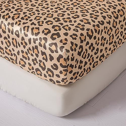 Schueling Design Sábana bajera con estampado de leopardo, suave y agradable al tacto, cepillada...